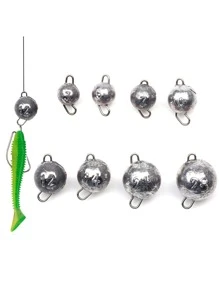 釣魚10個/批，釣魚鉛磚Cheburashka重量鉛磚3g 5g 7g 10g 14g 18g 21g掛鈎連接器快速釋放鑄造釣魚鉛磚釣魚用品與旋轉圓球鉛錘釣魚用品配件 - 銀色 - 查看 1