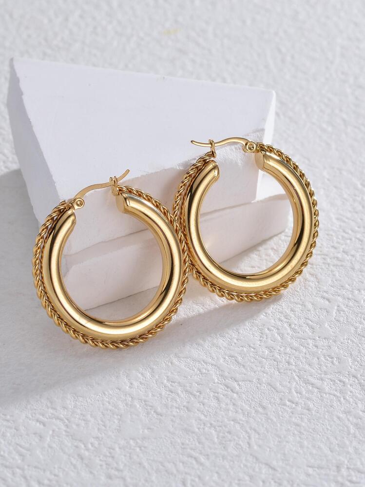 Pendientes de aro minimalista - Amarillo Oro - Añade 1