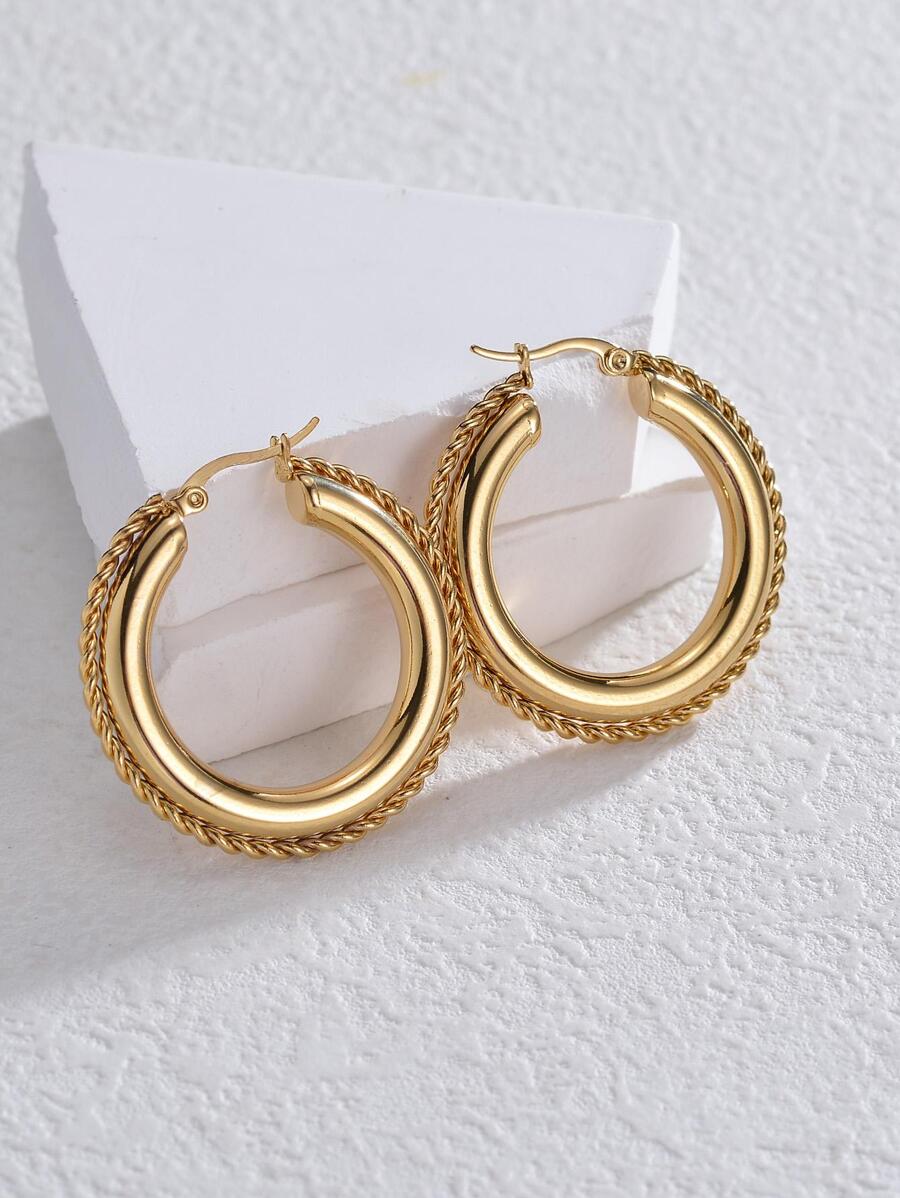 Hoa tai vòng tối giản - Vàng - Xem 1