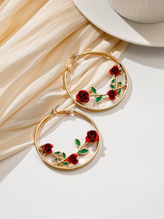 花朵裝飾圓耳環