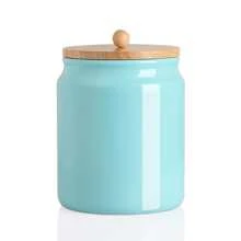 SWEEJAR Ceramic Kitchen Canisters, 58 FLOZ Porcelain Food Storage Jar with Airtight Seal Wooden Lid, Home Container Serving for Coffee Beans, Tea-leave, Sugar, Salt and More, Tool Bucket