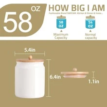 SWEEJAR Ceramic Kitchen Canisters, 58 FLOZ Porcelain Food Storage Jar with Airtight Seal Wooden Lid, Home Container Serving for Coffee Beans, Tea-leave, Sugar, Salt and More, Tool Bucket