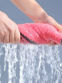 5 piezas/set Trapo de limpieza rosado limpieza moderno poliamida de guingán unido en contraste absorbente para cocina - Rosa - Ver 3