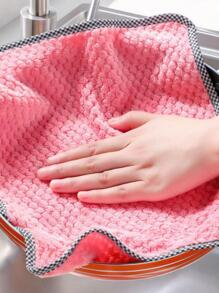 5 piezas/set Trapo de limpieza rosado limpieza moderno poliamida de guingán unido en contraste absorbente para cocina - Rosa - Ver 5