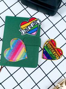 3pcs Heart Shaped Iron-on Patch, Cartoon Polyester Patch For DIY Sewing - Multicolor - View 2