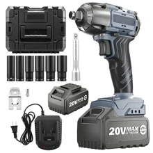 Cordless Impact Wrench 475Ft-lb/650Nm Brushless Impact Wrench 1/2 inch 2300RPM/2800RPM High Torque Impact Gun with 2 * 4000mAh Removable Battery, 6 Sockets, Fast Charger, Extension Rod, Tool Case - 深灰色 - 查看 1
