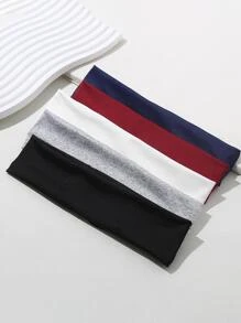 5条装女士纯色休闲发带，可作发饰、头巾、发箍、吸汗带，适合学校、大学等场合，秋冬季女士度假发饰，优雅围巾，柔软头巾 - 彩色 - 查看 1