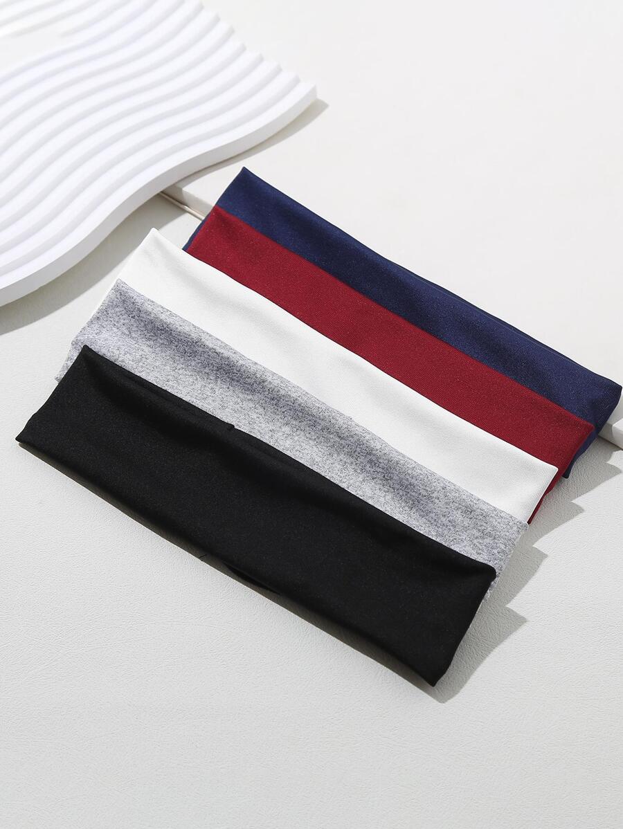 5条装女士纯色休闲发带，可作发饰、头巾、发箍、吸汗带，适合学校、大学等场合，秋冬季女士度假发饰，优雅围巾，柔软头巾 - 彩色 - 查看 1