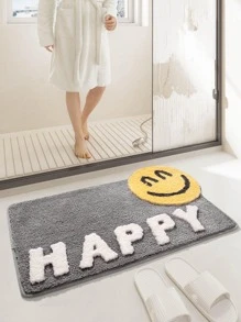 1pc Letter Graphic Bath Rug, Modern Polyester Water Absorption Bath Mat For Bathroom - Multicolor - View 5