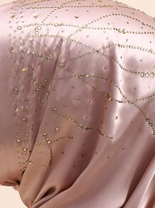Mujer Hijab con diseño de diamante de imitación de moda estilo bufanda para vida diaria - Champán - Ver 4