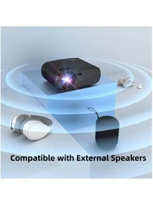 WEWATCH V50 迷你智能投影儀高清原生 1080P WiFi 保護器內置揚聲器便攜式戶外播放器家庭影院投影儀 - 黑色 - 查看 6
