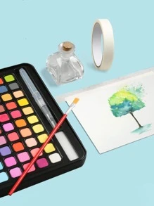 1 caja de pastilla de acuarela lavable de color rosa, pintura de acuarela sólida multiusos simple para regreso a clases