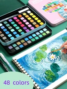 1 caja de pastilla de acuarela lavable de color rosa, pintura de acuarela sólida multiusos simple para regreso a clases