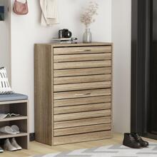 ECACAD Shoe Storage Cabinet, Narrow Shoe Cabinet With 2 Drawers & Adjustable Shelf, Small Space Entryway Freestanding Shoe Rack With Shutter Doors (22.4" W X 9.4" D X 29.5" H) - 薑色 - 查看 1