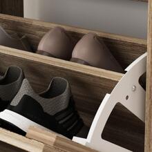 ECACAD Shoe Storage Cabinet, Narrow Shoe Cabinet With 2 Drawers & Adjustable Shelf, Small Space Entryway Freestanding Shoe Rack With Shutter Doors (22.4" W X 9.4" D X 29.5" H) - 薑色 - 查看 10