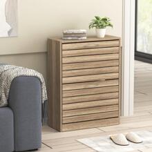 ECACAD Shoe Storage Cabinet, Narrow Shoe Cabinet With 2 Drawers & Adjustable Shelf, Small Space Entryway Freestanding Shoe Rack With Shutter Doors (22.4" W X 9.4" D X 29.5" H) - 薑色 - 查看 5