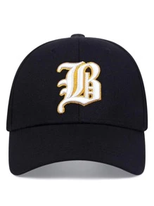 1入組男士蜜蜂和字母刺繡休閒棒球帽適用於日常生活 - 黑色 - 查看 2