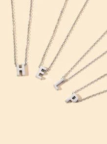 字母吊墜項鍊 - 銀色 - 查看 5