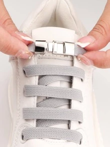 2pcs No-tie Shoelaces With Buckle, Fashionable Easy-tie Shoelaces For Sneakers