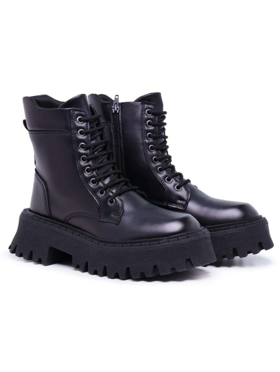 Bota Feminina Coturno Improvizzo Tratorada Cadarço Conforto