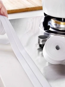 1roll Plain Floor Sealing Tape, White Kitchen Anti-mold Sink Seam Seal Strip, For Home - White - View 1