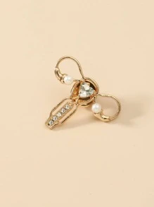 1pc Brooch, Female Uterus Shaped Rhinestones Metal Brooch, Care Women Health Badge - Gold - View 2