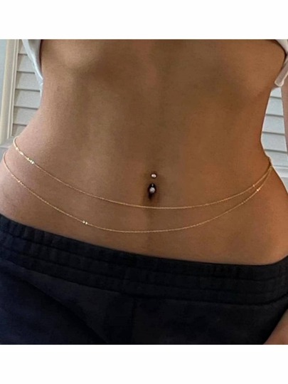 1PC Minimalist Beach Bikini Body Chain Bellybutton Chain Adjustable Charm Fashion Jewelry Women's Sexy Waist Chain Halloween Summer, School Fall, Autumn, Halloween