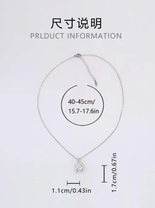 Colar feminino com pingente de zircônia sintética em formato quadrado, corrente de clavícula de aço titânio