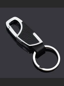 POLASUP 1 قطعة سلسلة مفاتيح رجالية مزينة بنقشة الليتشي، إكسسوار عصري للحقيبة والسيارة، مع حامل بطاقة هوية