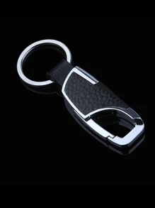 POLASUP 1 قطعة سلسلة مفاتيح رجالية مزينة بنقشة الليتشي، إكسسوار عصري للحقيبة والسيارة، مع حامل بطاقة هوية