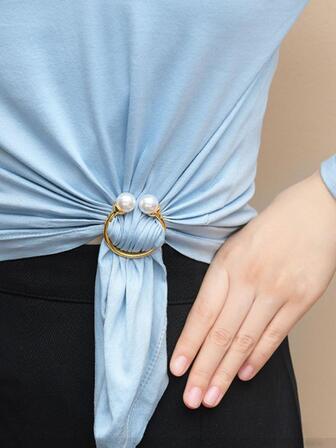 1入組女性人造珍珠裝飾時尚圍巾扣日常裝飾