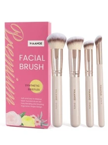 MAANGE 四件套化妆刷套装，柔软舒适，包含腮红刷、粉底刷、遮瑕刷、高光刷、修容刷和晕染刷。化妆工具套装，化妆刷套装，化妆刷组合，化妆刷套装，全套化妆工具，化妆刷套装，全套化妆工具，化妆刷套装，化妆刷礼盒套装 - 杏色 - 查看 5