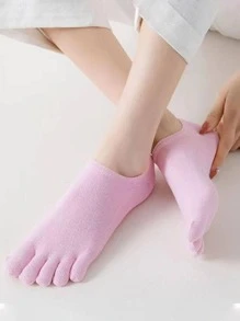 Women Solid Breathable Casual Ankle Toe Socks For Daily Life - Pink - View 3