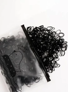 1000入組女性素色休閒一次性髮圈適用於日常生活 - 黑色 - 查看 4