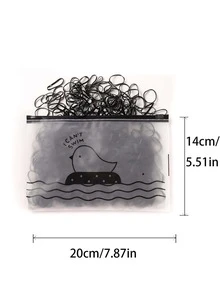 1000入組女性素色休閒一次性髮圈適用於日常生活 - 黑色 - 查看 3
