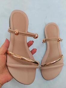 Women Flat Sandals - Màu be - Xem 2