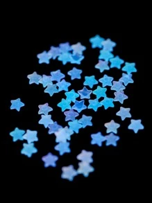 50pcs/Bag Aurora Pentagram Heart 3D Fluorescent Nail Art Accessories DIY Halloween Color-Plated AB Luminous Style Women's Christmas Art Nail Accessories Goth Nail Charms Nail Gems Nail Supplies