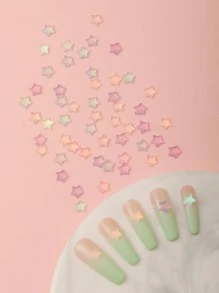 50pcs/Bag Aurora Pentagram Heart 3D Fluorescent Nail Art Accessories DIY Halloween Color-Plated AB Luminous Style Women's Christmas Art Nail Accessories Goth Nail Charms Nail Gems Nail Supplies