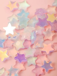 50pcs/Bag Aurora Pentagram Heart 3D Fluorescent Nail Art Accessories DIY Halloween Color-Plated AB Luminous Style Women's Christmas Art Nail Accessories Goth Nail Charms Nail Gems Nail Supplies