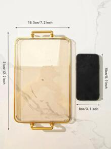 1入組透明矩形沐浴託盤帶手柄