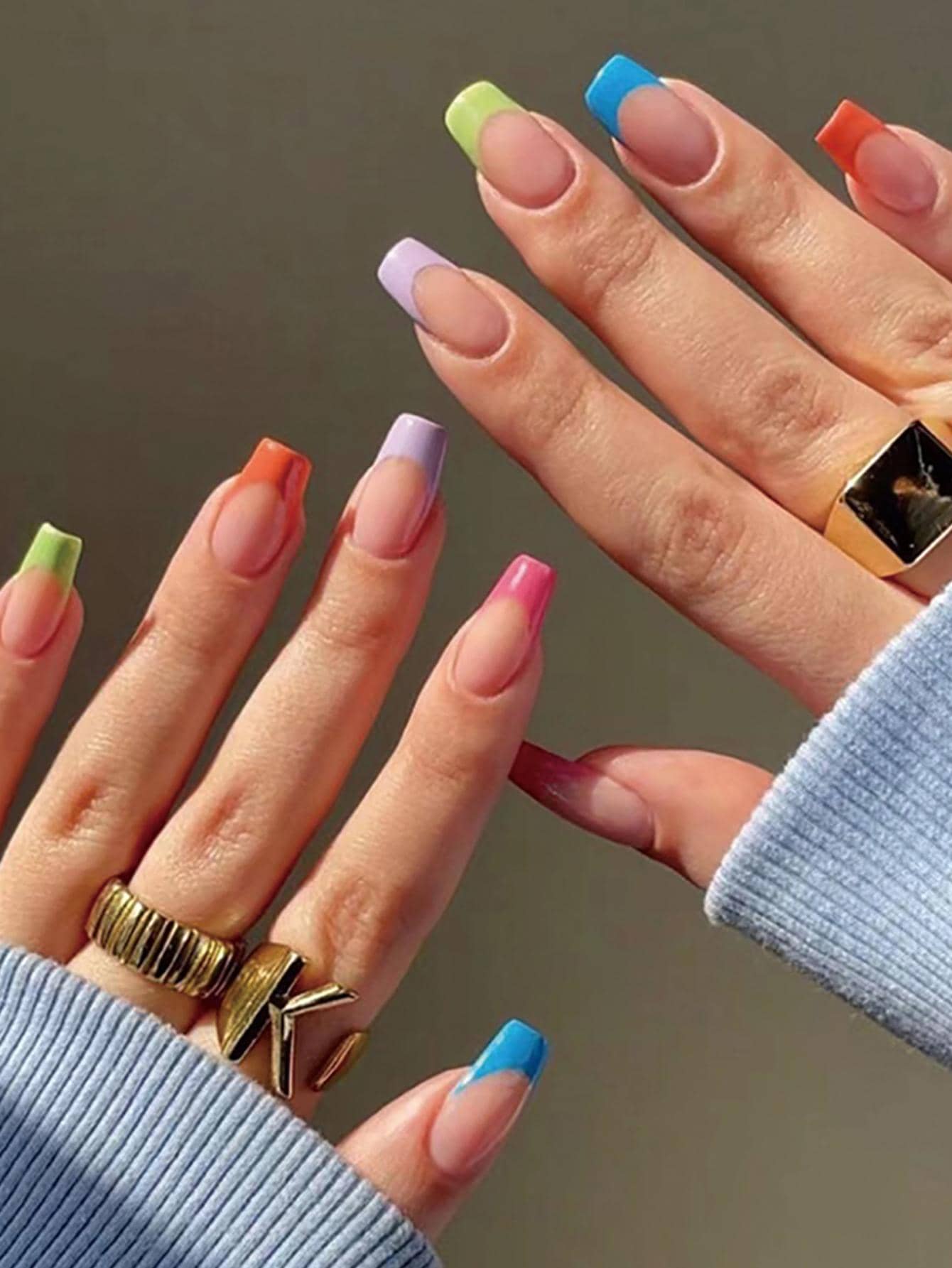 24pcs/set Coffin Shape 5 Colors Wide French Wearable False Nails With 1pc Jelly Sticker And 1pc Nail File For Summer - Baby Pink - View 1