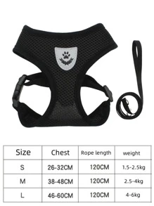 1 dây nịt thú cưng có thể điều chỉnh và 1 dây xích chó ngoài trời - màu đen - Xem 4