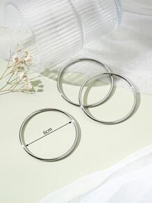 3入組/套素色極簡風格手鐲 - 銀色 - 查看 1
