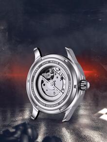 JUVET 1入組男士藍色的橡膠錶帶時尚防水圓形錶盤機械適用於日常生活