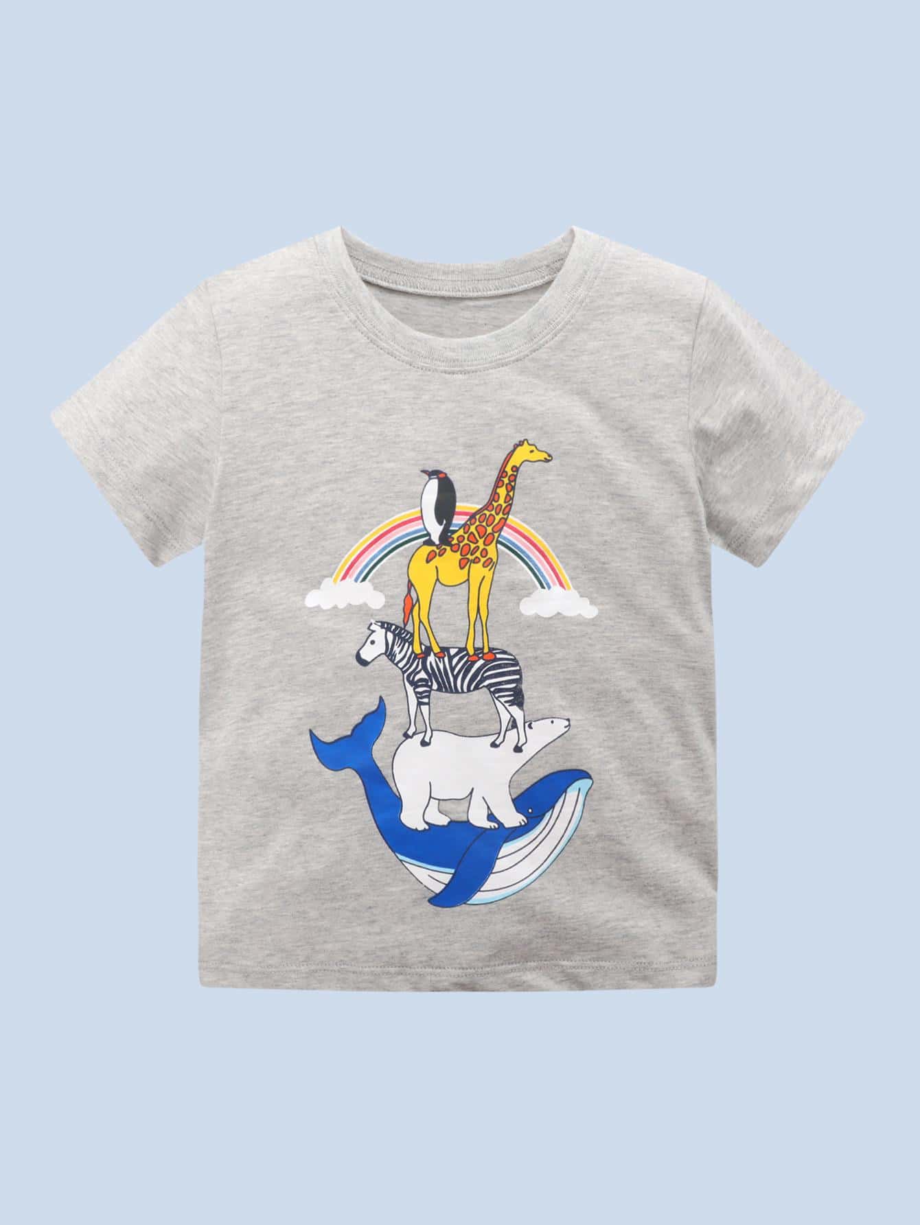 休閒卡通女幼童上衣 - 灰色 - 查看 1