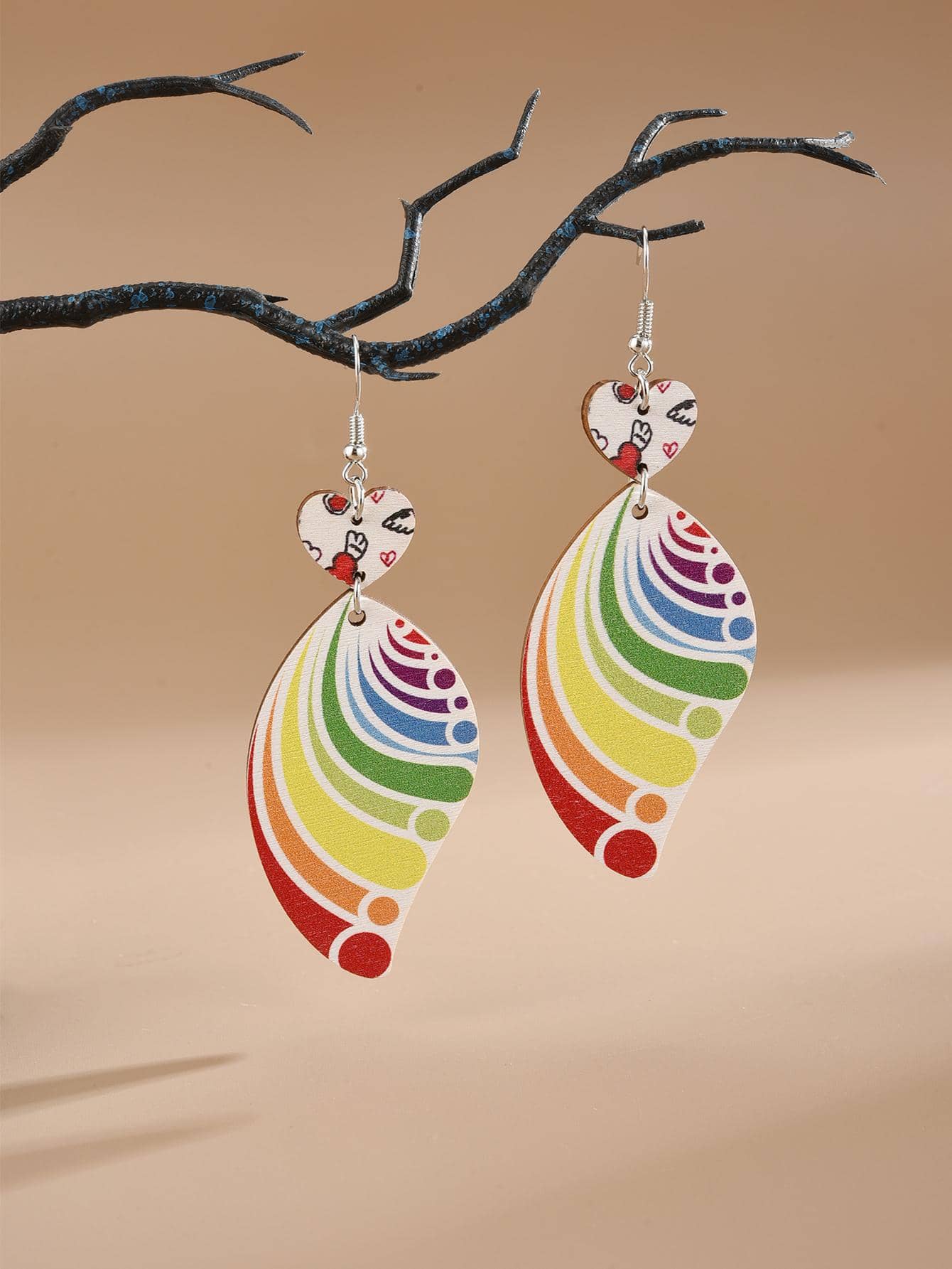 Bông tai giọt nước sọc cầu vồng - Nhiều màu - Xem 1