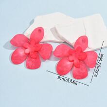 1雙甜美風優雅耳環亞克力花創意龐克耳釘適合夏天度假舞會 - 玫紅色 - 查看 5