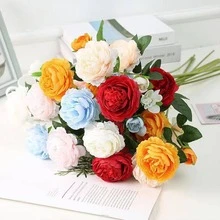 Flor de simulación extranjero Peonía estilo europeo 3 extranjero Peonía Flor de simulación casa Decoración de boda Flor falsa extranjero Peonía Flor de simulación - Multicolor - Ver 3
