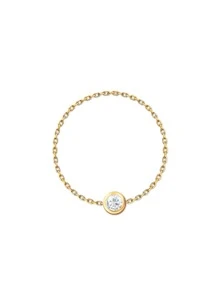 SYMFNY 1pc Exquisite Cubic Zirconia Decor Chain Design Sterling Silver Ring For Women For Daily Decoration - Yellow Gold - View 2