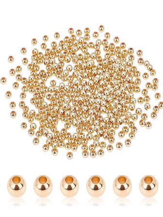 光滑圆珠无缝球珠黄铜散珠金属珠夏季夏威夷多层项链手链珠宝制作 2-10 毫米